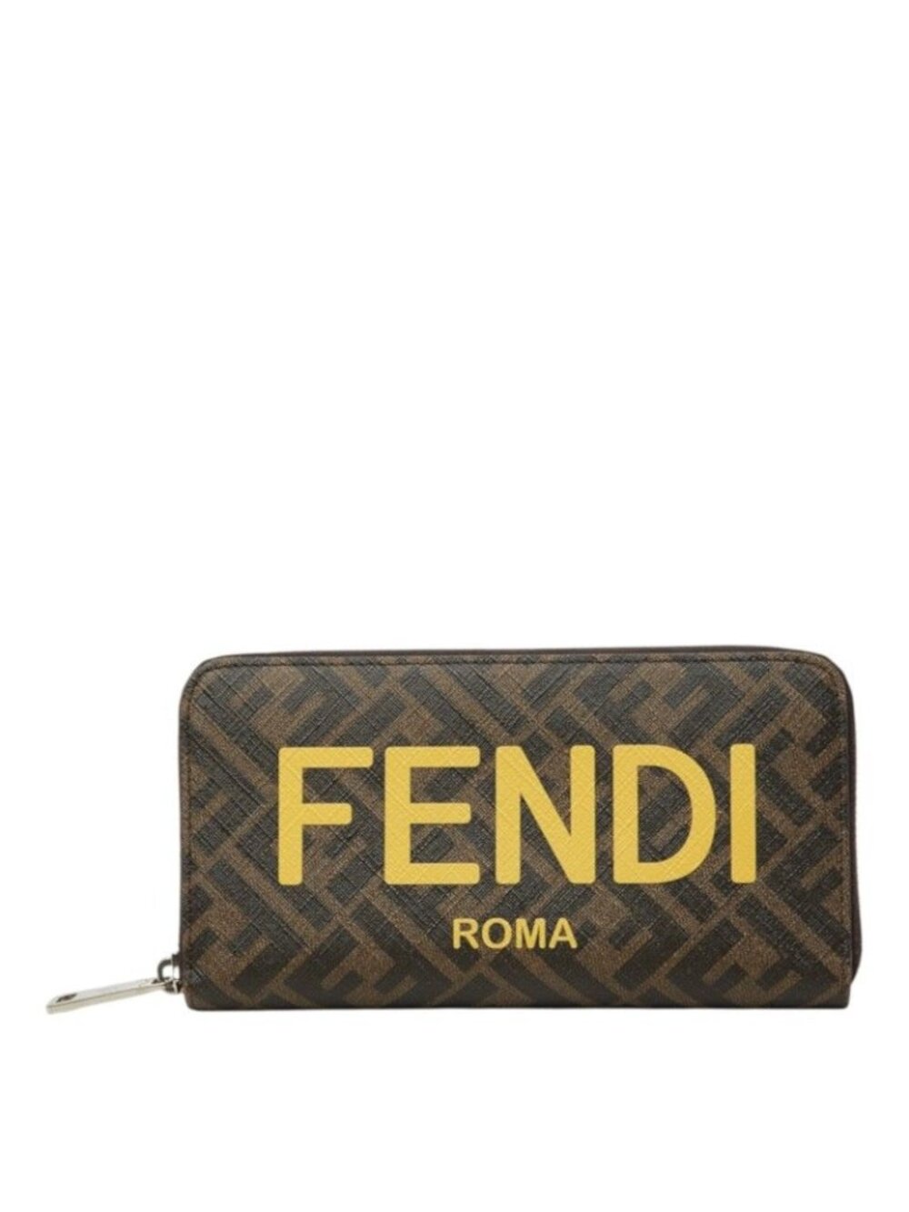 Fendi Zucca Zip Around Wallet Brown Yellow
